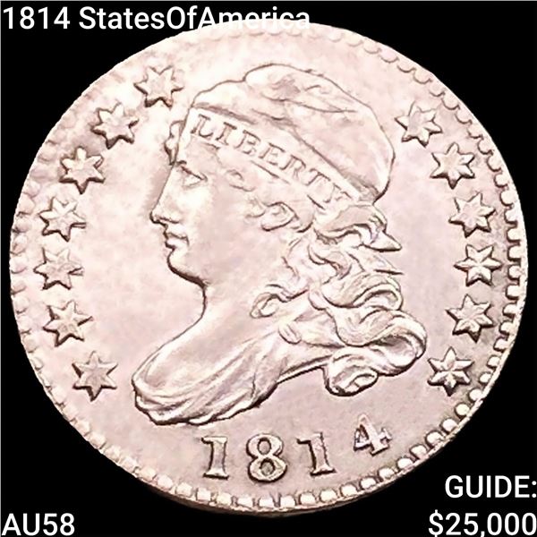 1814 StatesOfAmerica Capped Bust Dime CHOICE AU