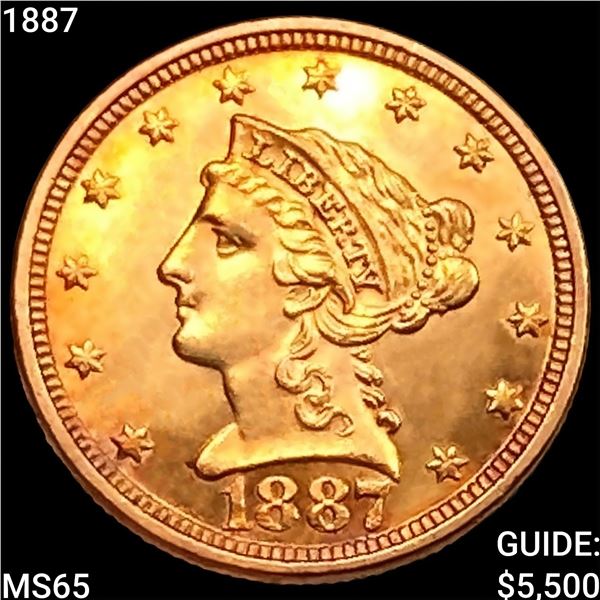 1887 $2.50 Gold Quarter Eagle GEM BU