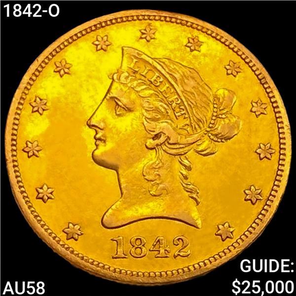 1842-O $10 Gold Eagle CHOICE AU