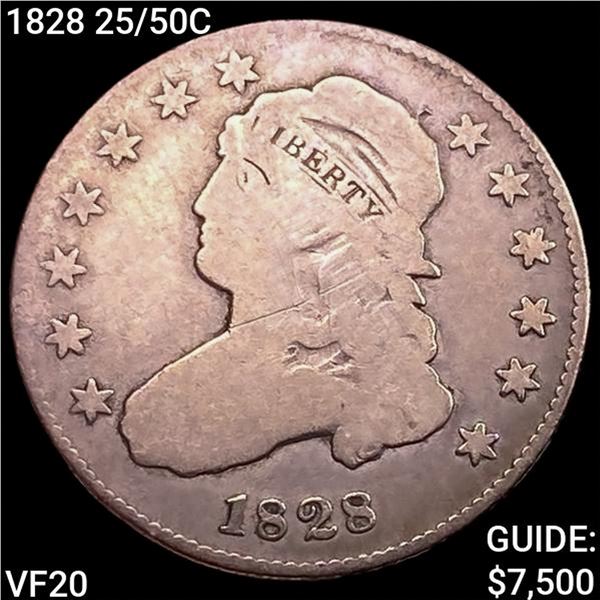 1828 25/50C Capped Bust Quarter LIGHTLY CIRCULATED