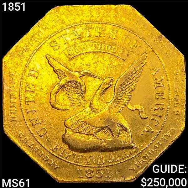 1851 $50 Gold "880" Thous US Assay UNCIRCULATED