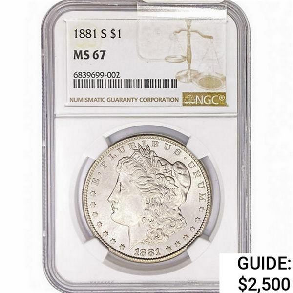 1881-S Morgan Silver Dollar NGC MS67