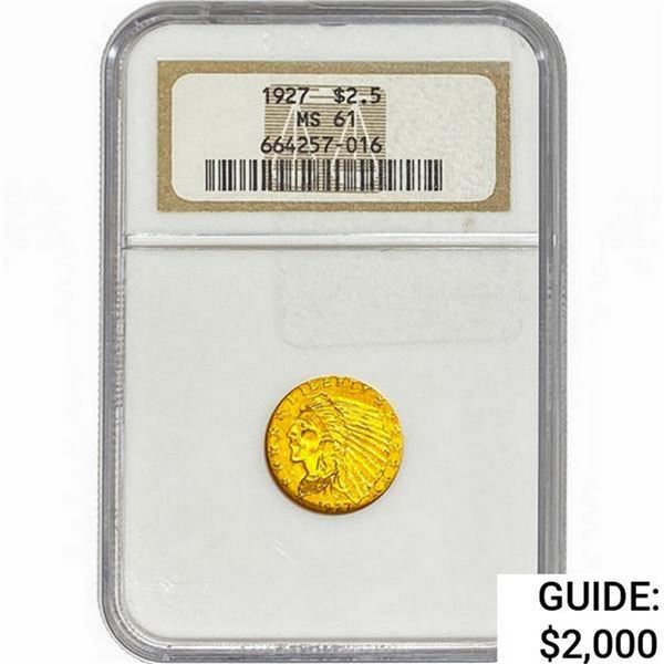 1927 $2.50 Gold Quarter Eagle NGC MS61