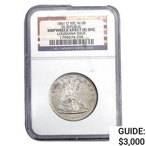 1861-O Seated Liberty Half Dollar NGC Shipwreck