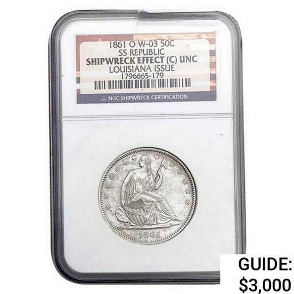 1861-O Seated Liberty Half Dollar NGC Shipwreck