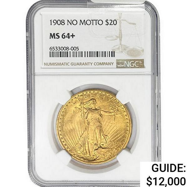 1908 $20 Gold Double Eagle NGC MS64+