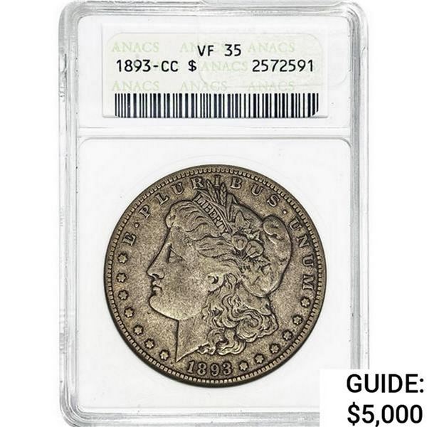 1893-CC Morgan Silver Dollar ANACS VF35