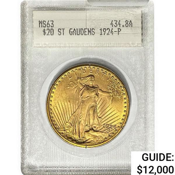 1924-P $20 Gold Double Eagle BLANCHARD MS63