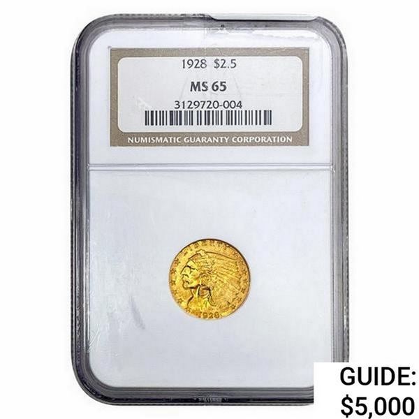1928 $2.50 Gold Quarter Eagle NGC MS65