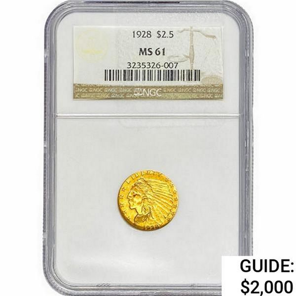 1928 $2.50 Gold Quarter Eagle NGC MS61