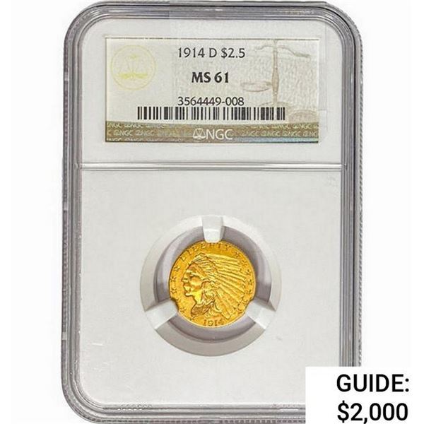 1914-D $2.50 Gold Quarter Eagle NGC MS61