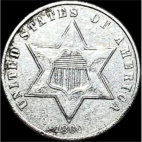 1860 Silver Three-Cent Piece HIGH GRADE