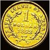 Image 2 : 1852 Gold Liberty Head $1 Type 1 LIGHTLY CIRCULATED