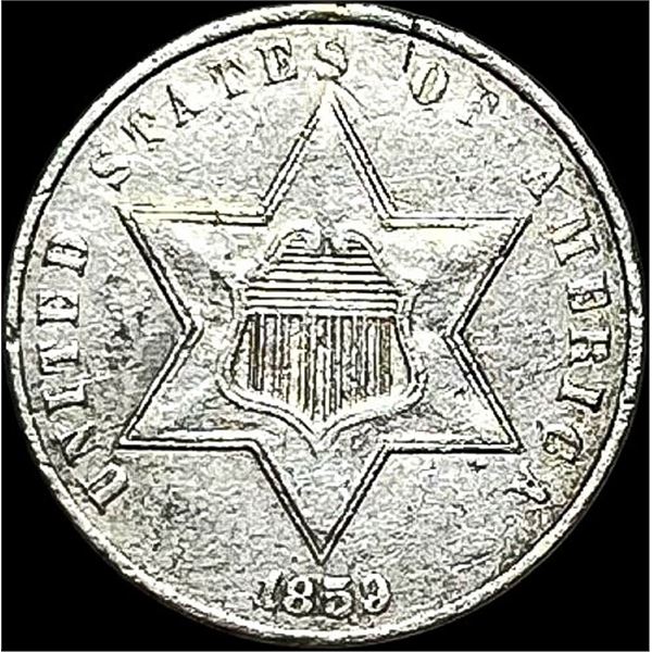 1859 Silver Three-Cent Piece CLOSELY UNCIRCULATED