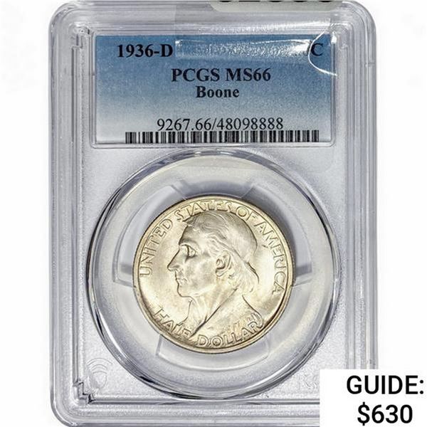 1936-D Boone Half Dollar PCGS MS66