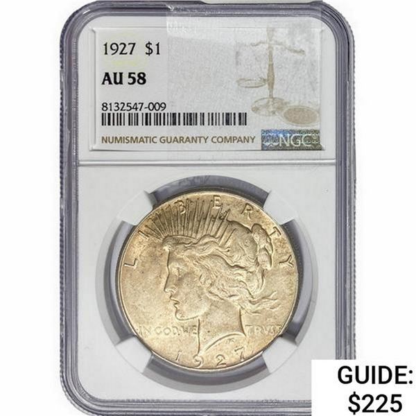 1927 Silver Peace Dollar NGC AU58
