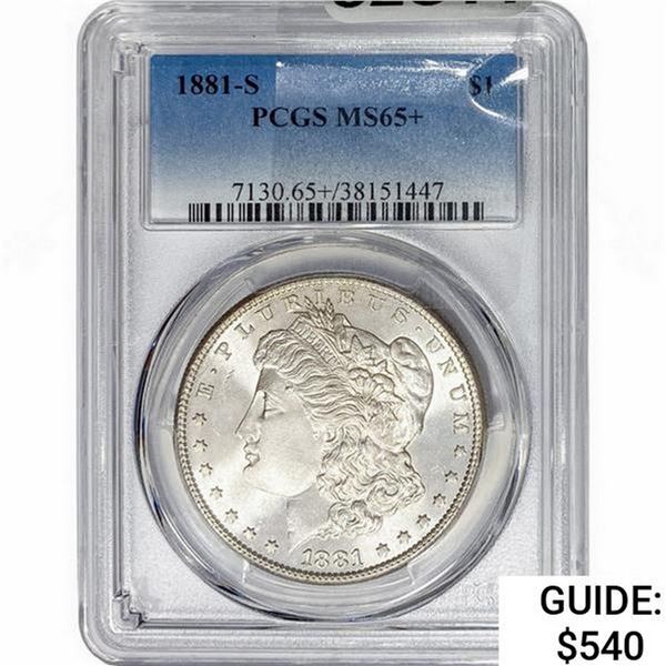 1881-S Morgan Silver Dollar PCGS MS65+