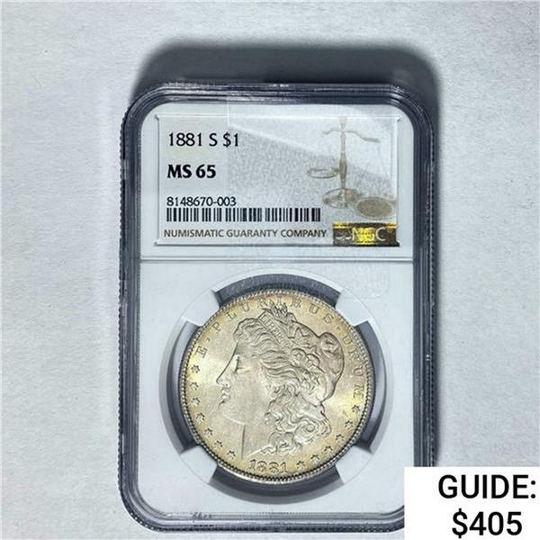 1881-S Morgan Silver Dollar NGC MS65