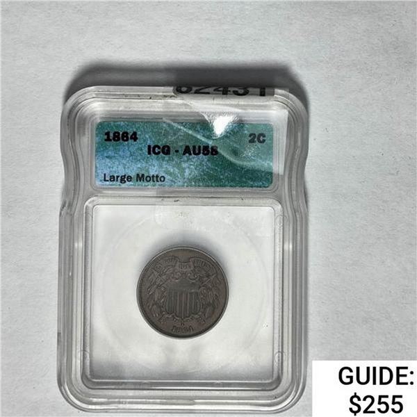 1864 Two Cent Piece ICG AU58