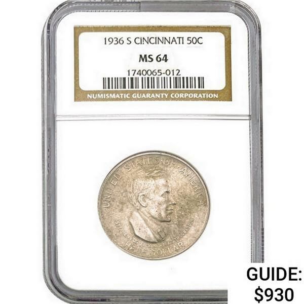 1936-S Cincinnati 50C NGC MS64