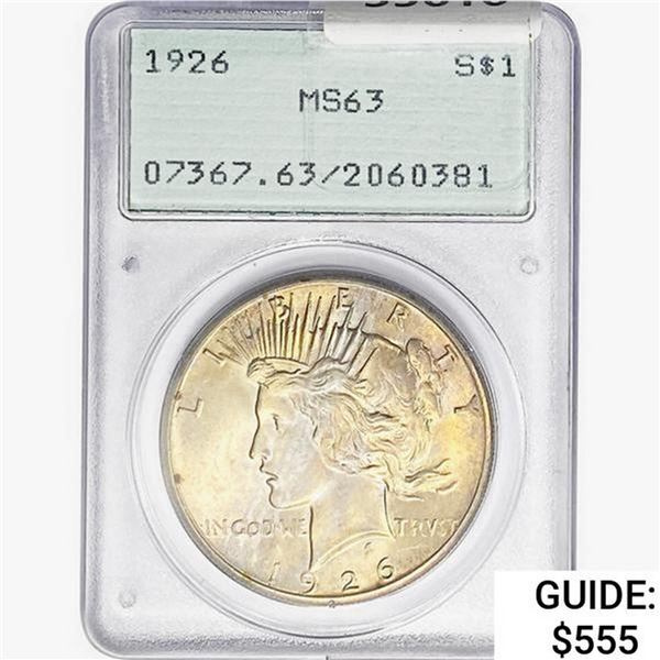 1926 Silver Peace Dollar PCGS MS63