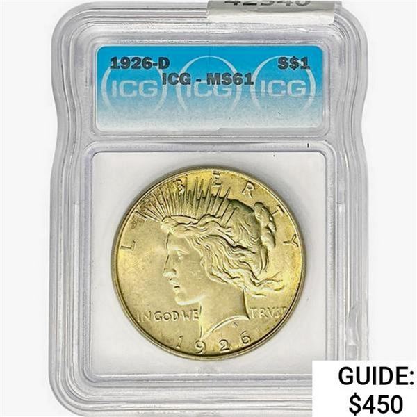 1926-D Silver Peace Dollar ICG MS61