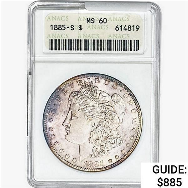 1885-S Morgan Silver Dollar ANACS MS60
