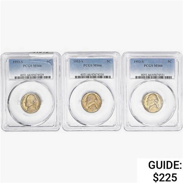 [3]1953-S Jefferson Nickel PCGS MS66