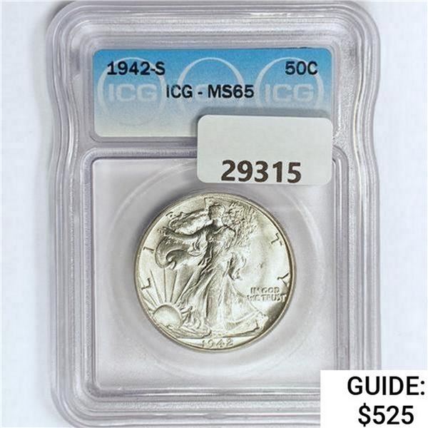 1942-S Walking Liberty Half Dollar ICG MS65