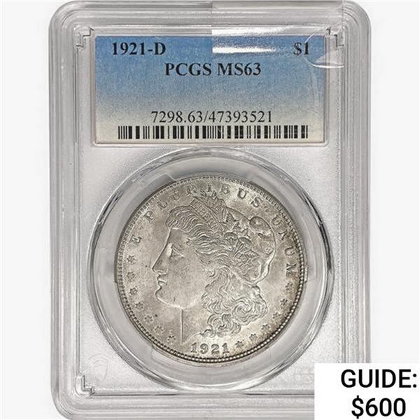 1921-D Morgan Silver Dollar PCGS MS63