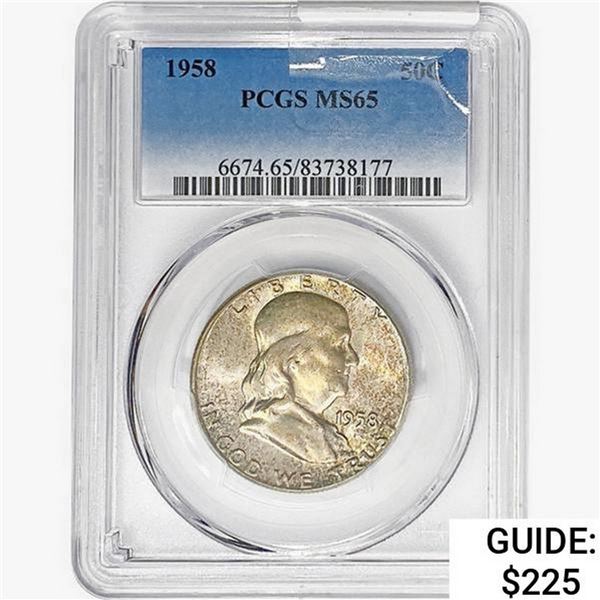 1958 Franklin Half Dollar PCGS MS65