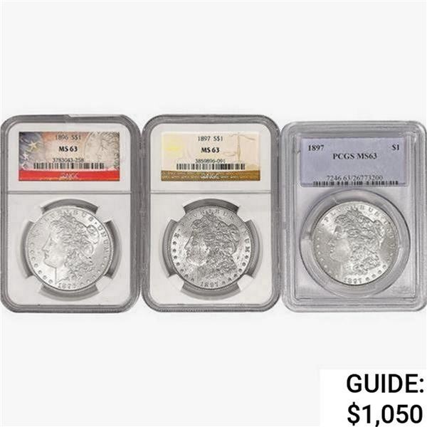 [3] 1896 & 1897 Morgan Silver Dollar NGC MS63