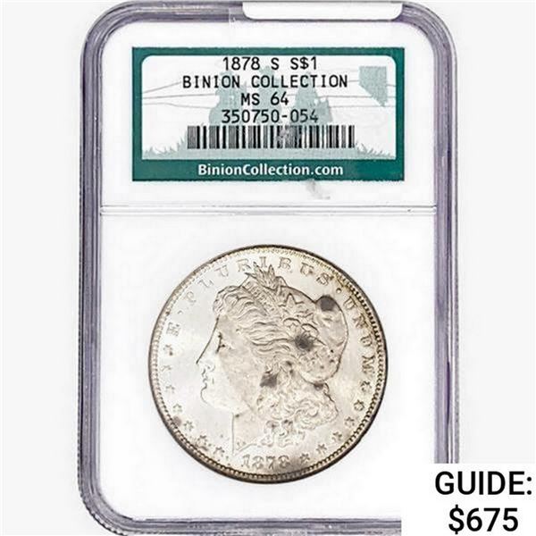 1878-S Morgan Silver Dollar NGC MS64 Binion COLL.