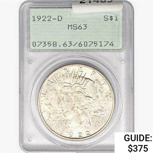 1922-D Silver Peace Dollar PCGS MS63