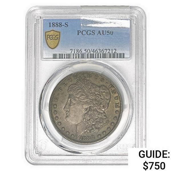 1888-S Morgan Silver Dollar PCGS AU50