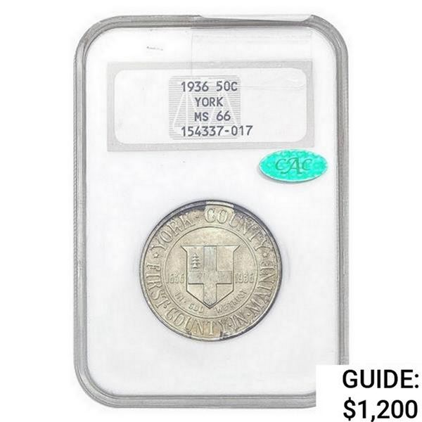 1936 CAC York Half Dollar NGC MS66