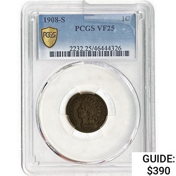 1908-S Indian Head Cent PCGS VF25