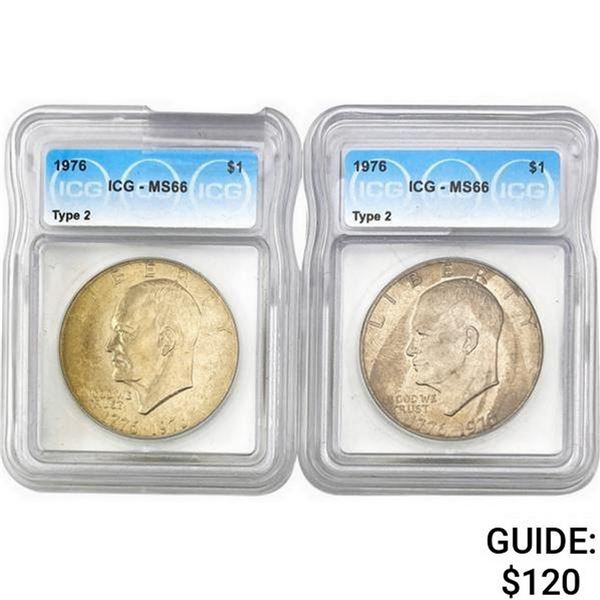 [2] 1976 $1 Eisenhower Dollar Type 2 ICG MS6