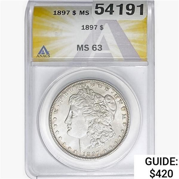 1897 Morgan Silver Dollar ANACS MS63