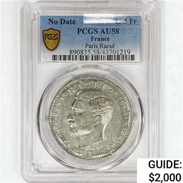 N.D. France 12.5 Francs PCGS AU58