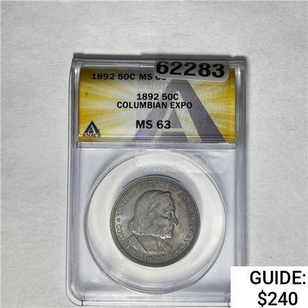 1892 Columbian Expo Half Dollar ANACS MS63