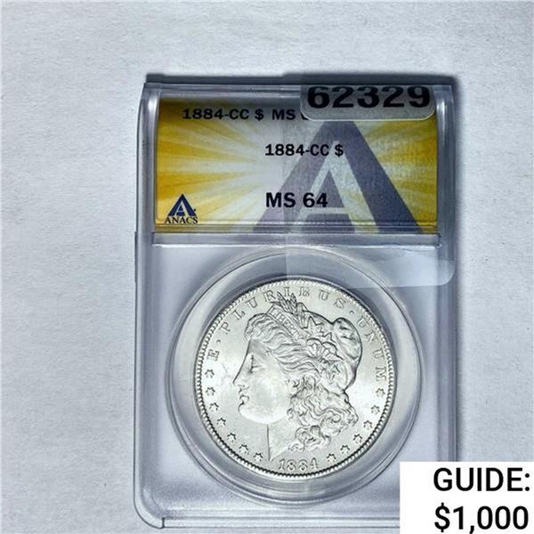 1884-CC Morgan Silver Dollar ANACS MS64