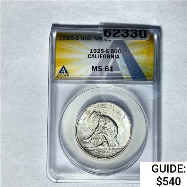 1925-S Jubilee Half Dollar ANACS MS61