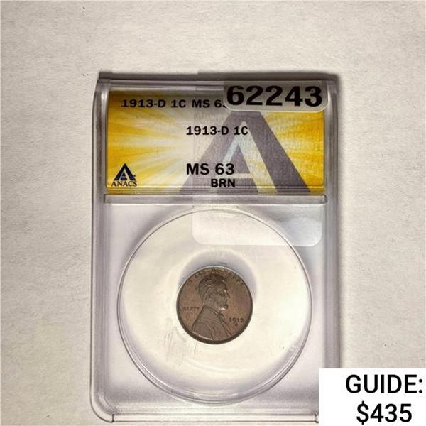 1913-D Wheat Cent ANACS MS63