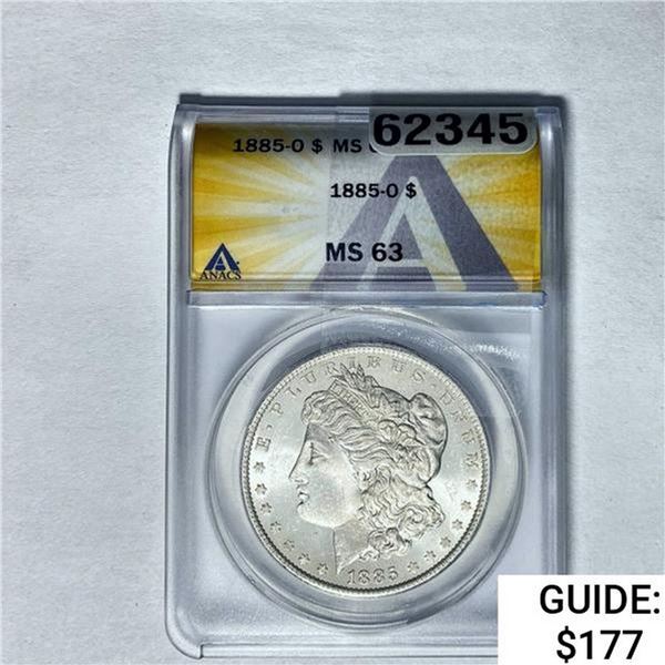 1885-O Morgan Silver Dollar ANACS MS63