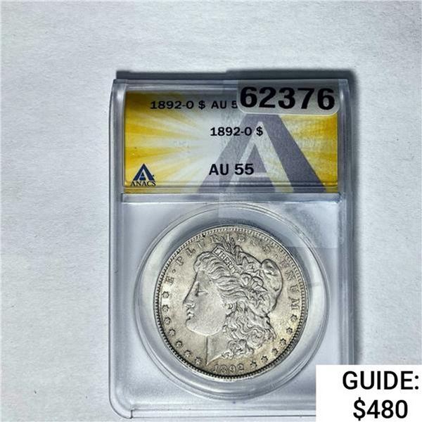 1892-O Morgan Silver Dollar ANACS AU55