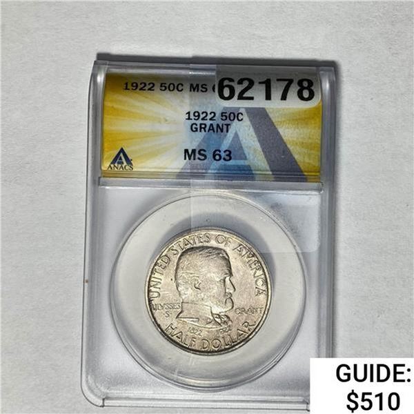 1922 Grant Half Dollar ANACS MS63