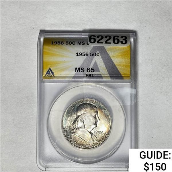 1956 Franklin Half Dollar ANACS MS65