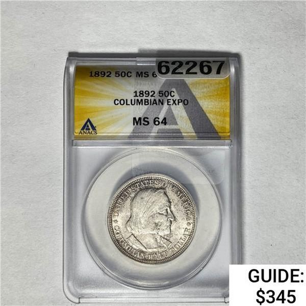 1892 Columbian Expo Half Dollar ANACS MS64