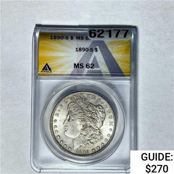 1890-S Morgan Silver Dollar ANACS MS62